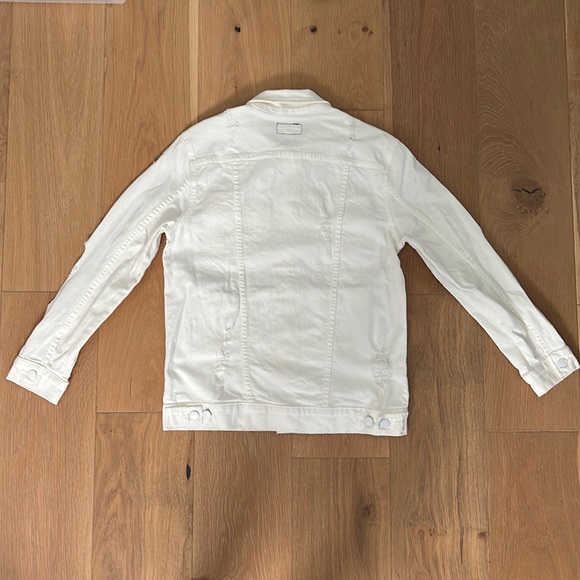 CURRENT/ELLIOT Oversized White Trucker Denim Jacket, White Tattered - 1, Small - Picture 9 of 16